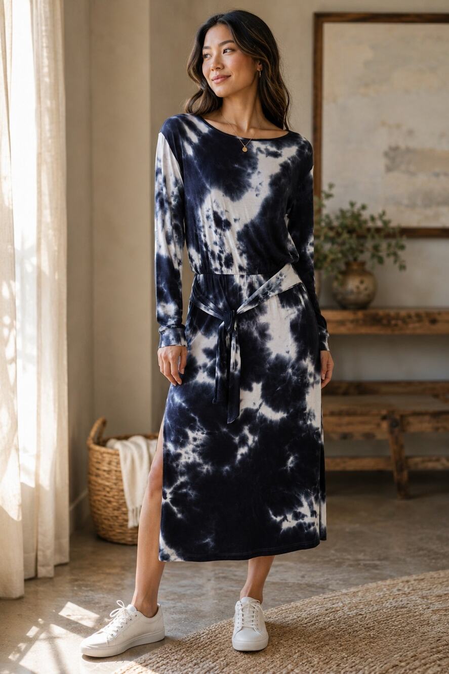 Fraiche by J Tie Dye Slit Midi Dress Small NWT